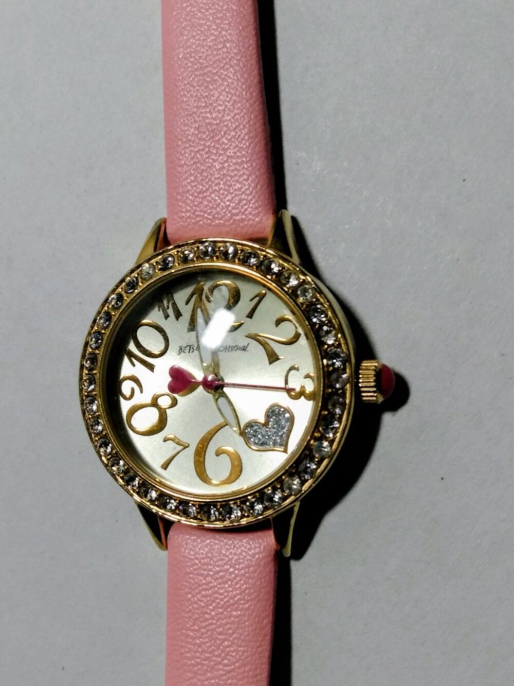 XoX Betsey Johnson Watch Rhinestones BJ00536-31 ~ New Leather Band & New Battery